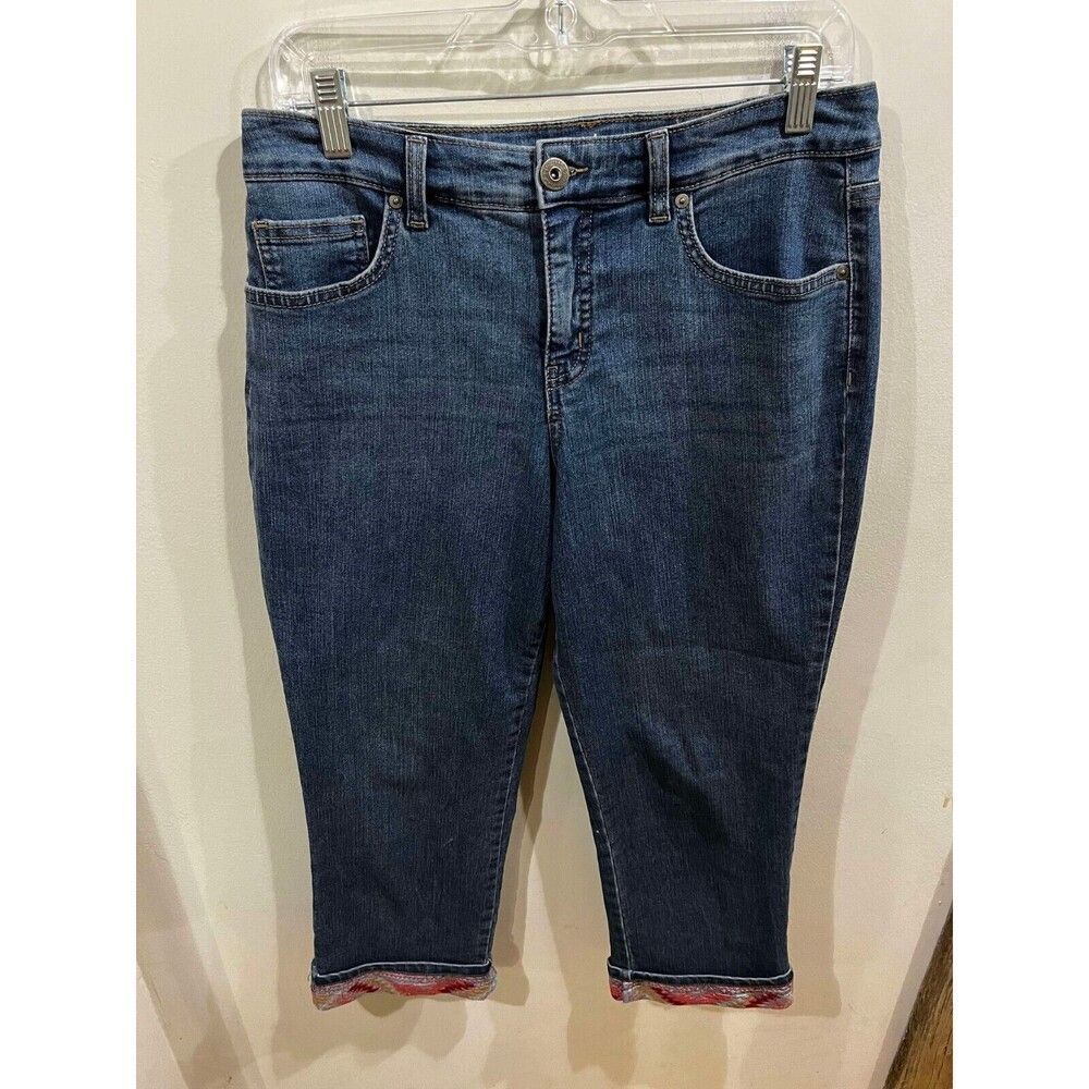Style & Co Capri Jeans Woman Size 6 Blue Curvy Embroidered High Rise Denim